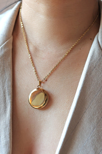 Collier rond médaillon photo personnalisable en acier ELISA
