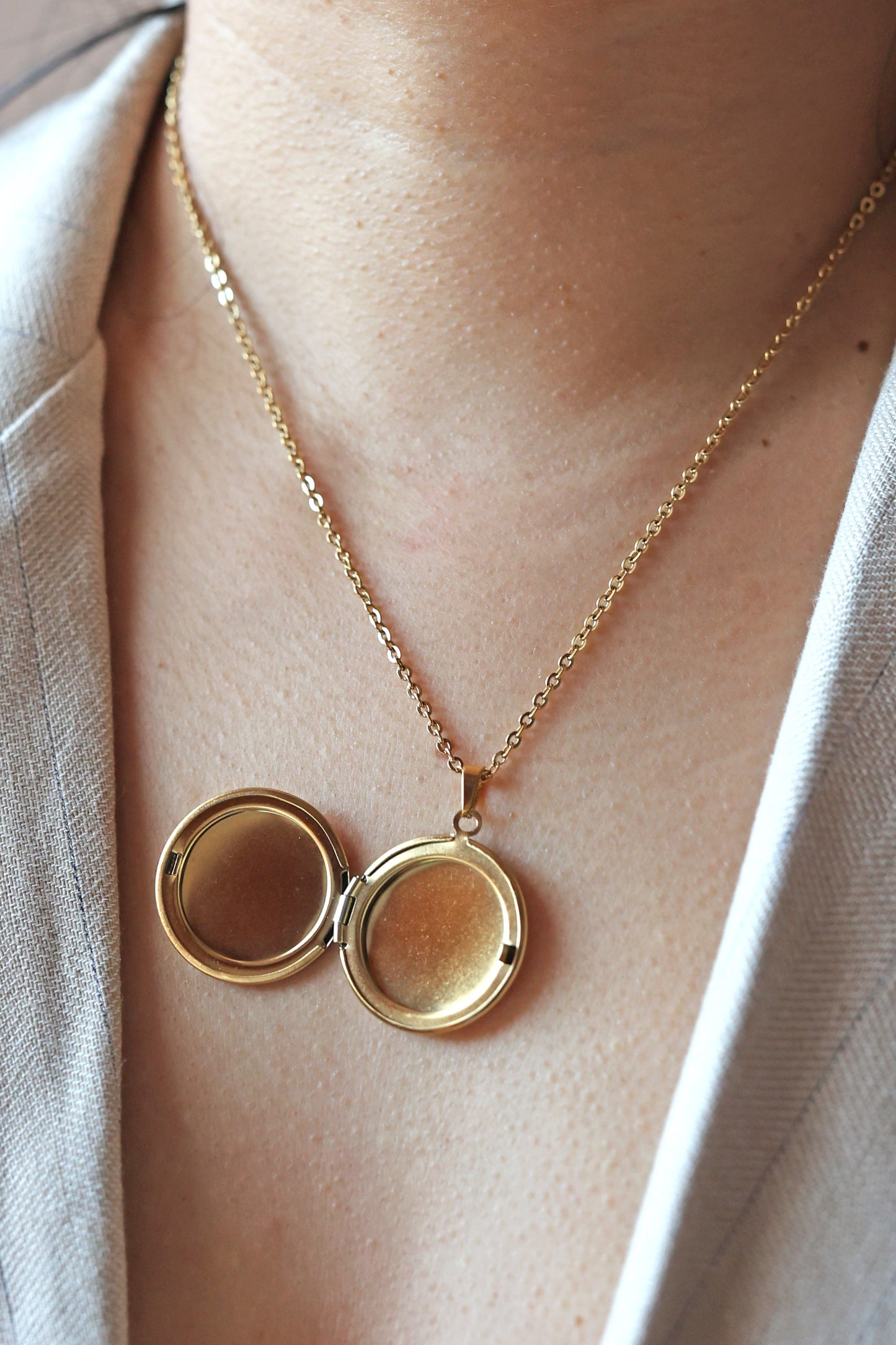 Collier rond médaillon photo personnalisable en acier ELISA