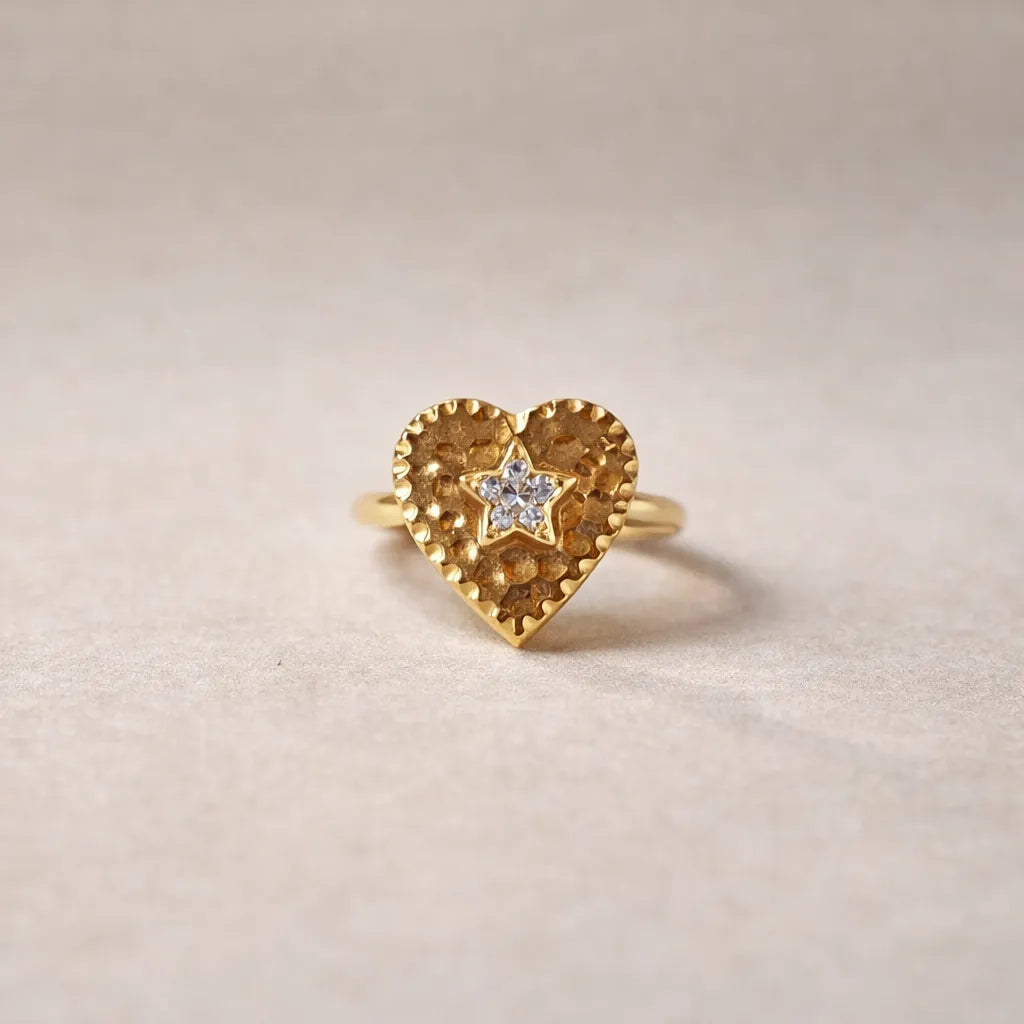 Bague étoile scintillante - Cœur Battant Visée Bijoux