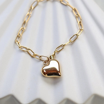 Bracelet breloque cœur personnalisé acier inoxydable doré EMY Visée Bijoux