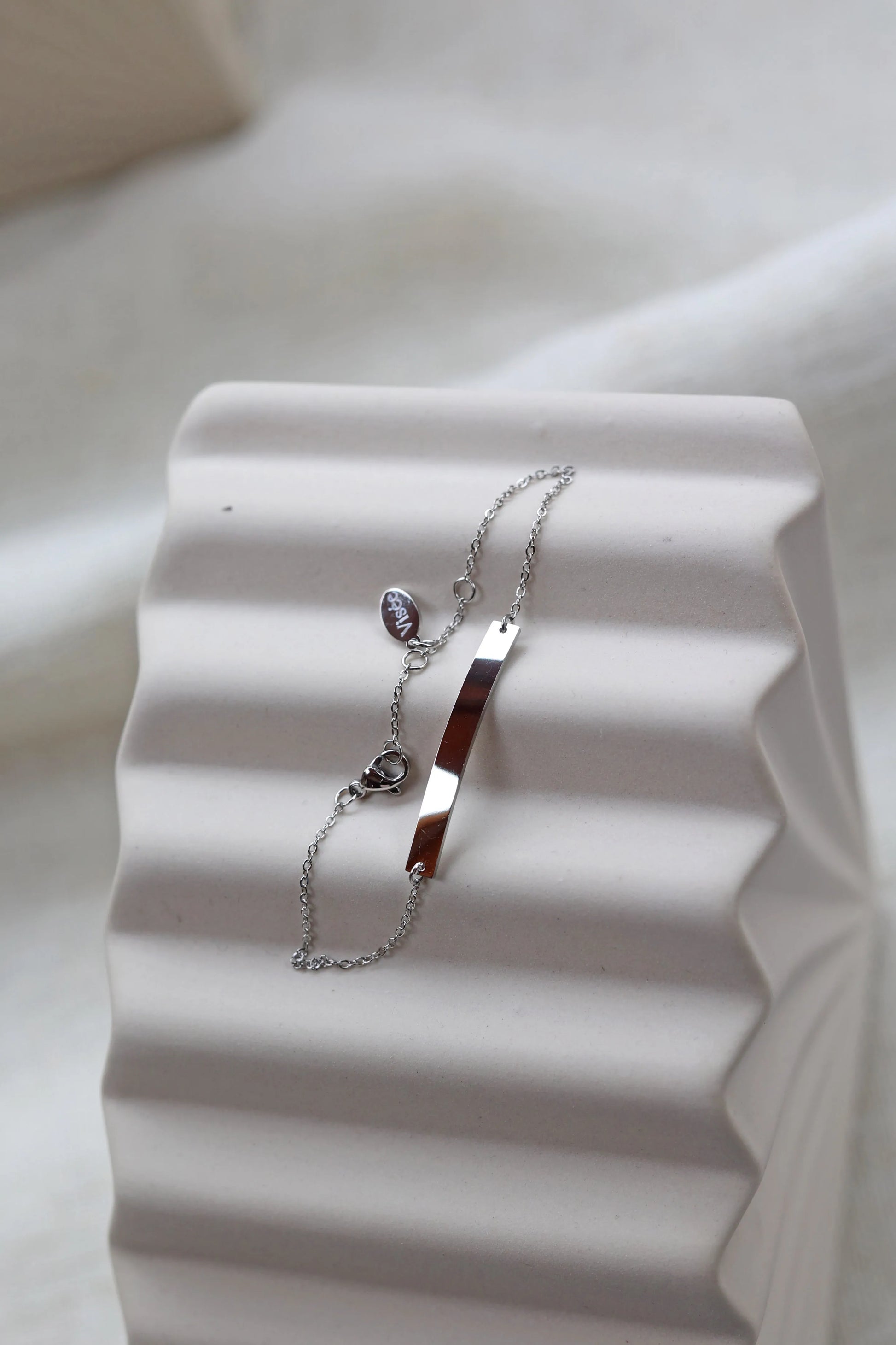 Bracelet gourmette personnalisable MARIE en acier inoxydable argent, gravure prénom ou initiales