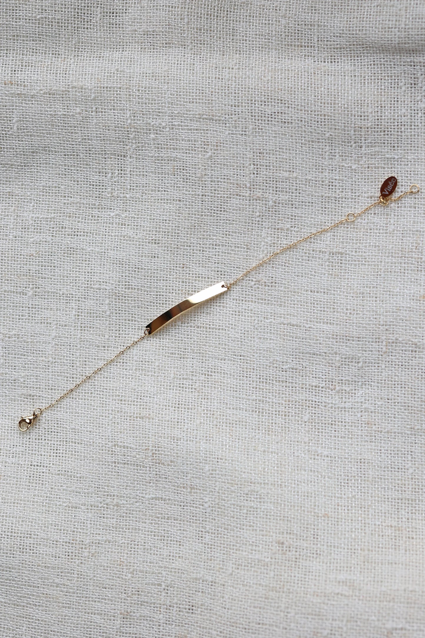 Bracelet gourmette personnalisable MARIE en acier inoxydable doré, gravure prénom ou initiales