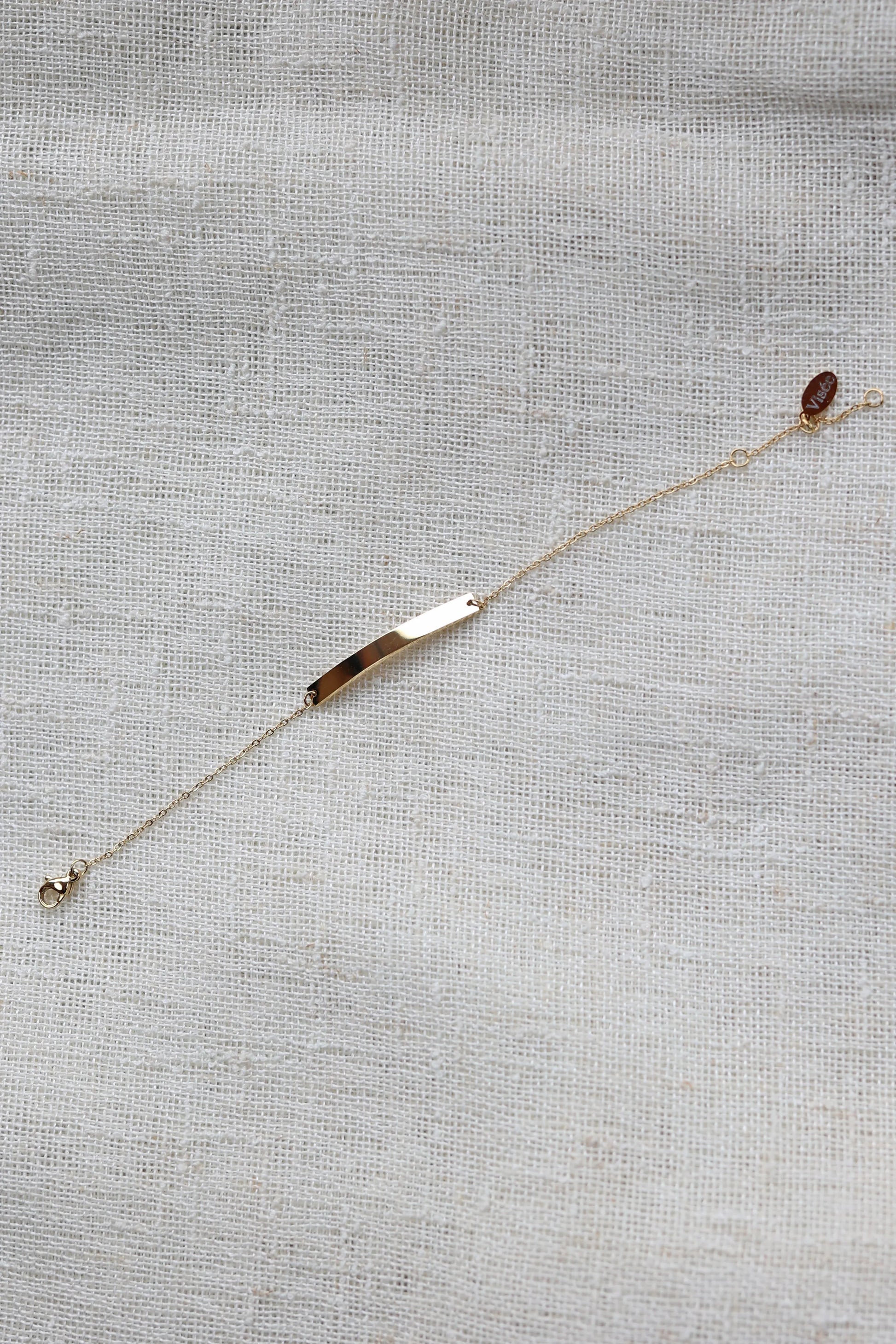 Bracelet gourmette personnalisable MARIE en acier inoxydable doré, gravure prénom ou initiales