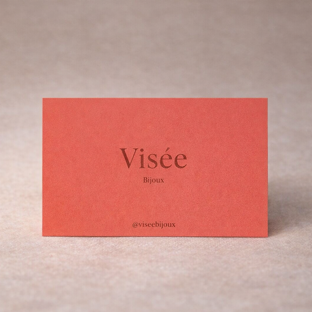 Cartes cadeaux Visée Bijoux sur fond beige minimaliste - idée cadeau bijoux femme