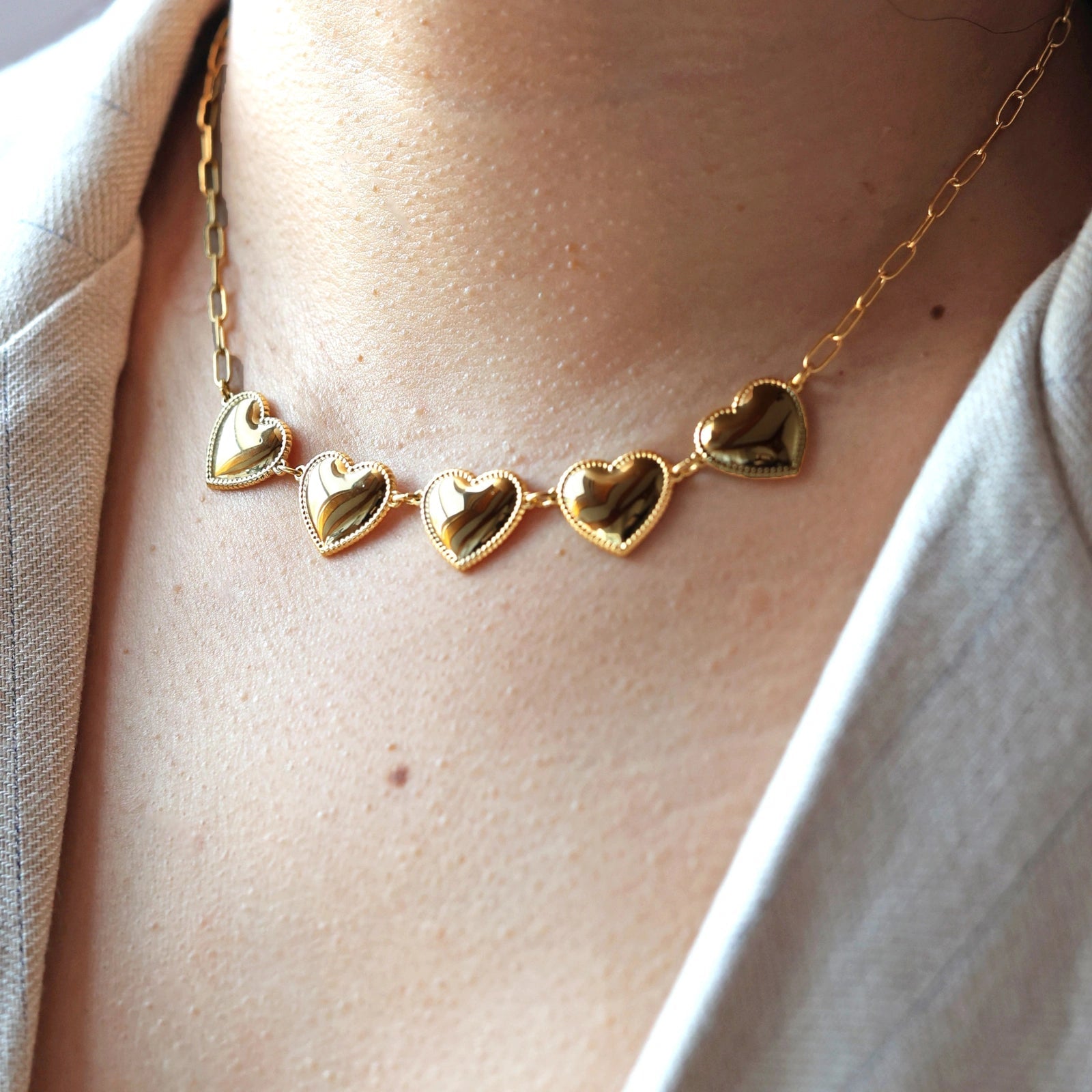 Collier cœurs personnalisés en acier inoxydable ADELE Visée Bijoux