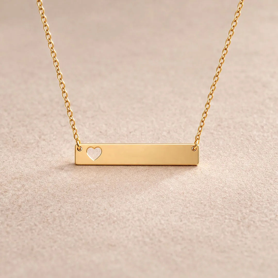 Collier plaque cœur ajouré personnalisable — Douceur Visée Bijoux