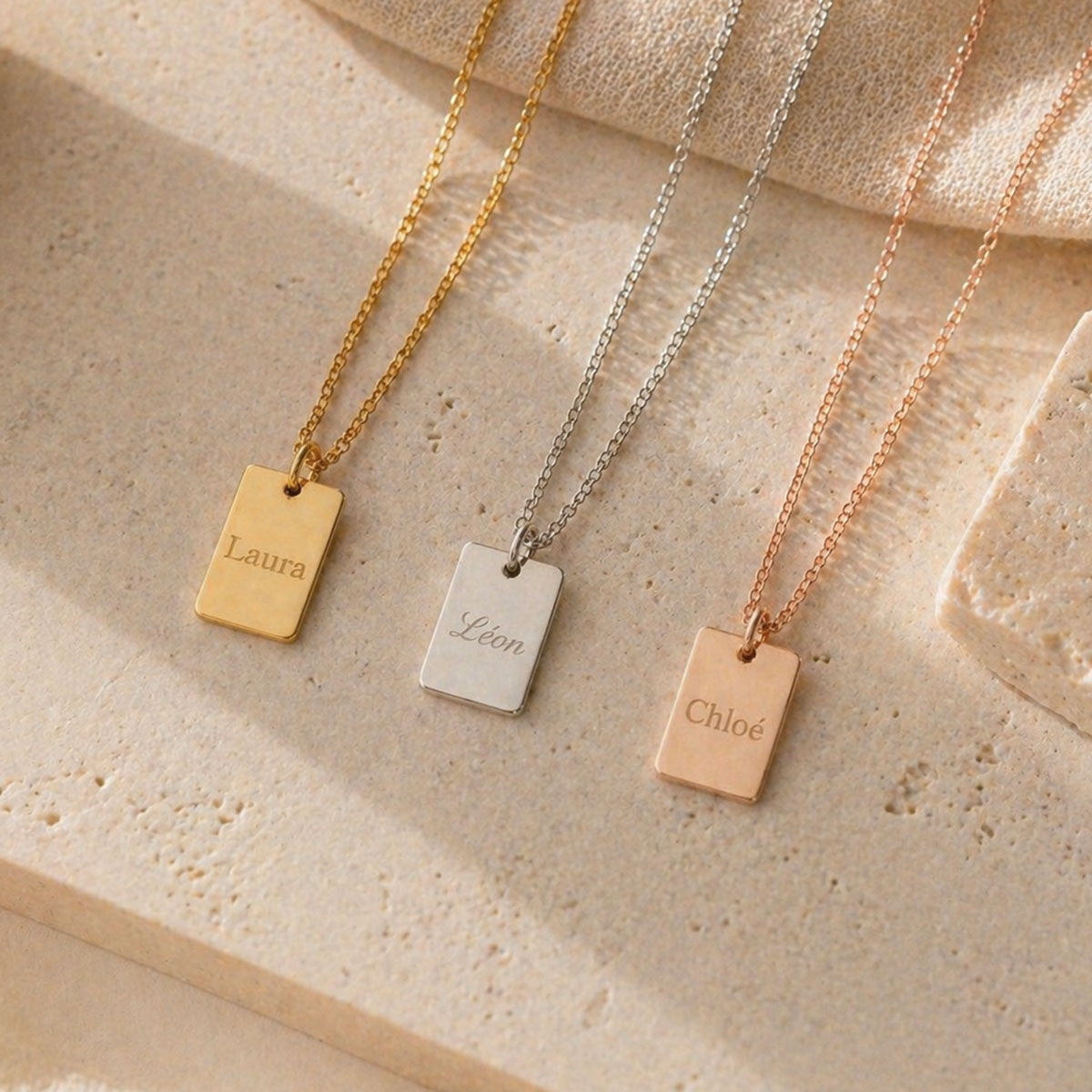 Collier plaque personnalisable recto verso – Tracé Visée Bijoux