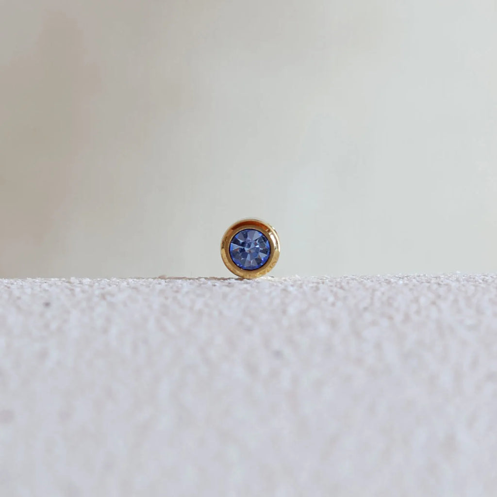 Pierre de naissance bleu en acier inoxydable doré, option de personnalisation du bracelet "Mon Choix" par Visée Bijoux