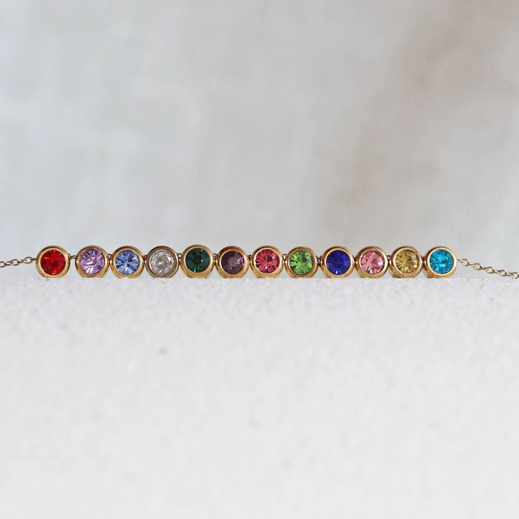 Bracelet Mon choix doré, bijou personnalisable en acier inoxydable, orné de pierres de naissane colorées - personnalisation unique signée Visée Bijoux